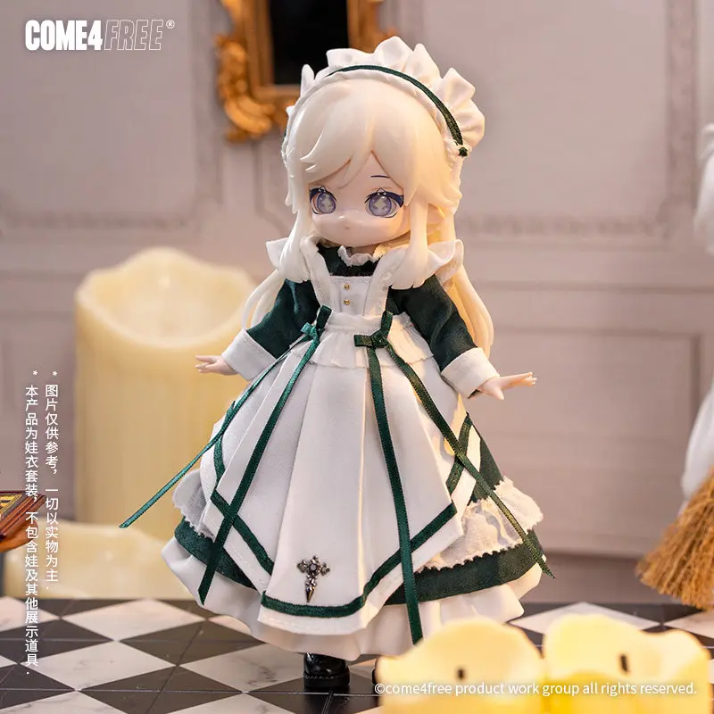 Roupas para Bonecas BJD 1/12 Série Diária Lia - Conjunto de Vestido de Empregada Xu para Bonecas BJD 1/12 Acessórios de Vestuário Presente