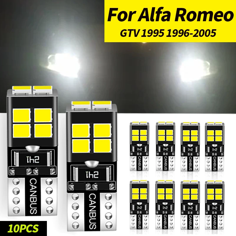 10PCS W5W T10 LED Clearance Lights Parking Bulbs Canbus For Alfa Romeo GTV 1995 1996 1997 1998 1999 2000-2005 12V Car Accesories