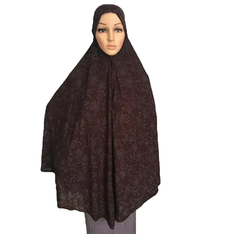 Muzułmańskie kobiety Khimar modlitwa odzież sukienka pełna pokrywa długi szalik hidżab islamski duży nad głową pełna pokrywa drukuj hidżab kapelusz 120*110Cm