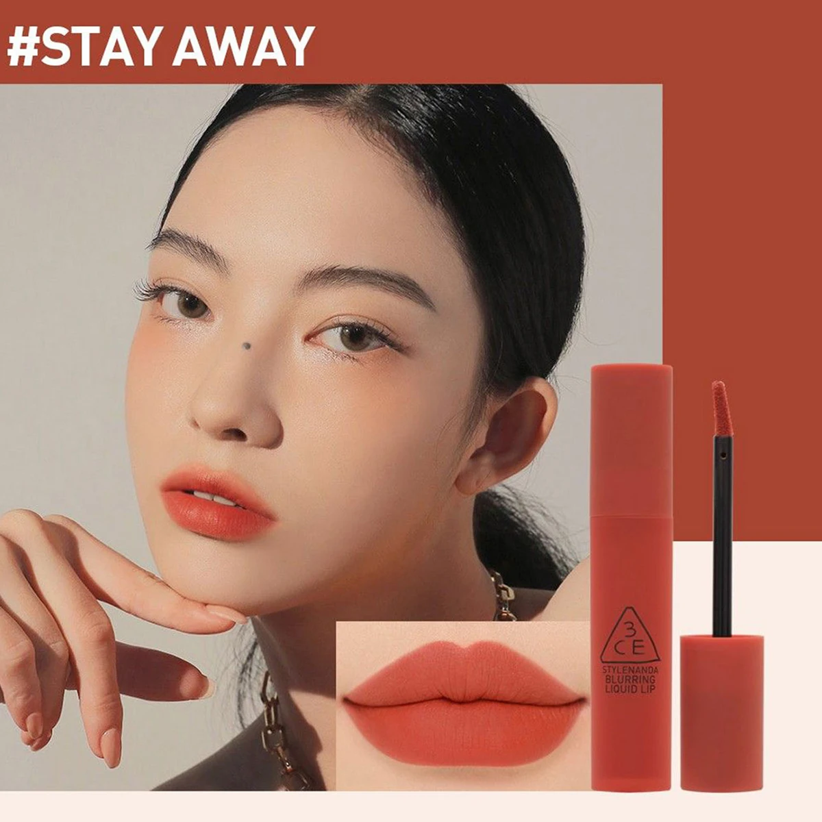 [ClearanceSale]3CE Blurring Liquid Lip Stay Away,Soft Mousse Texture,Smooth&Non-Drying,Party&Date Makeup,K-Beauty,Korean Makeup