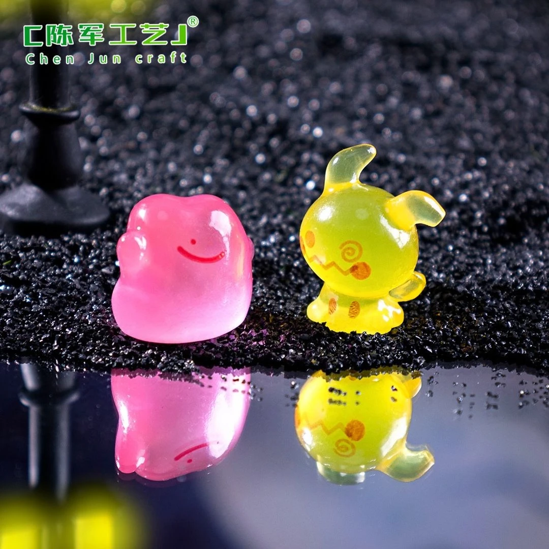 Pokemon Luminous Mini Figurines Cute Glow in Dark Cartoon Charms DIY Resin Accessories Mini Landscape Halloween Decor view 4