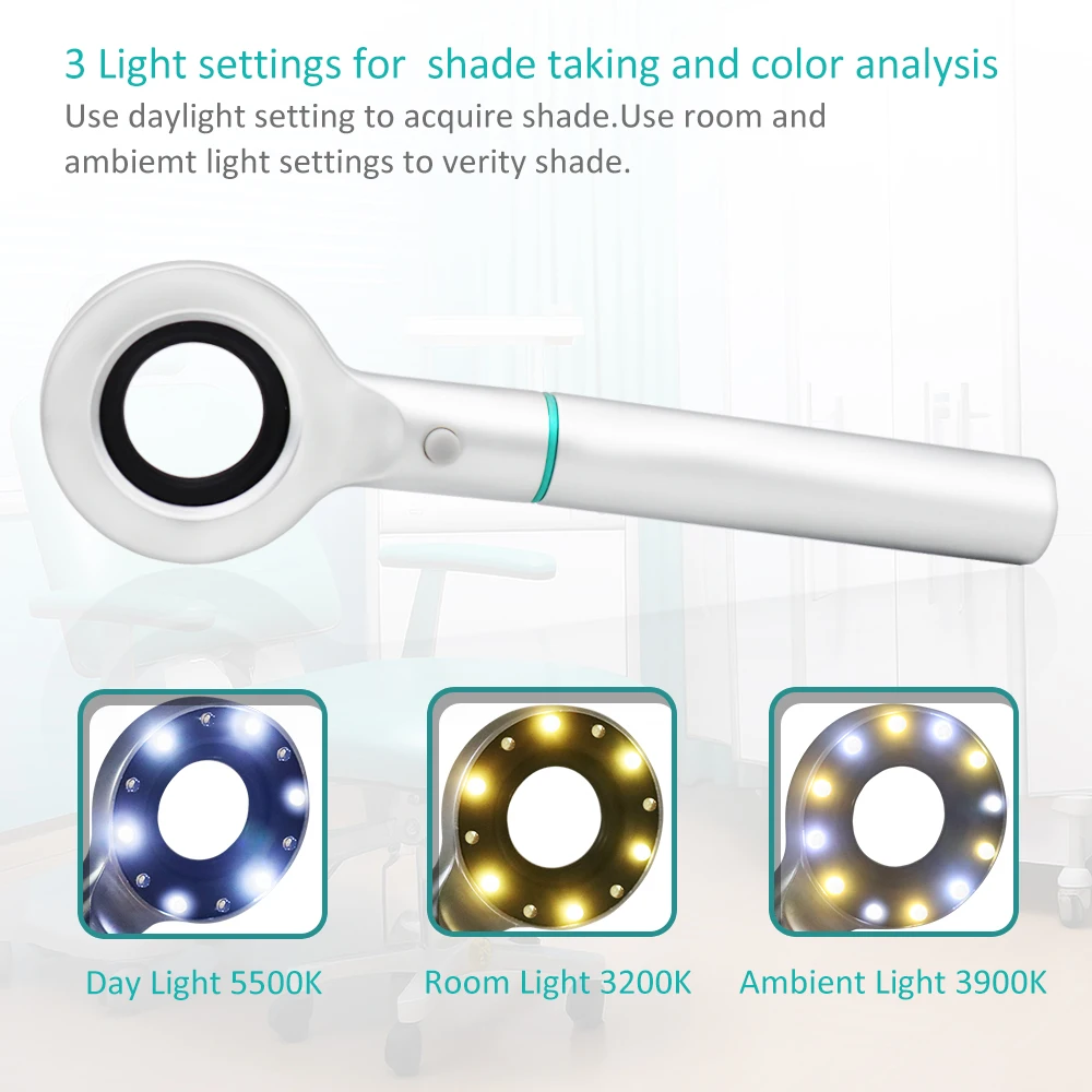 3-Mode Dental Shade Matching Light with 12 LEDs & CRI 92, Standardizes Tooth Color Analysis for Dental Clinics
