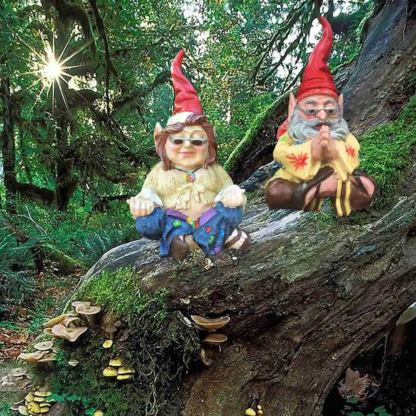 

J1UL1N Resin Garden Gnome Statue Dwarf Garden Figures Gnome Couple Art Outdoor Sculptures For Garden Yard Lawn Decor
