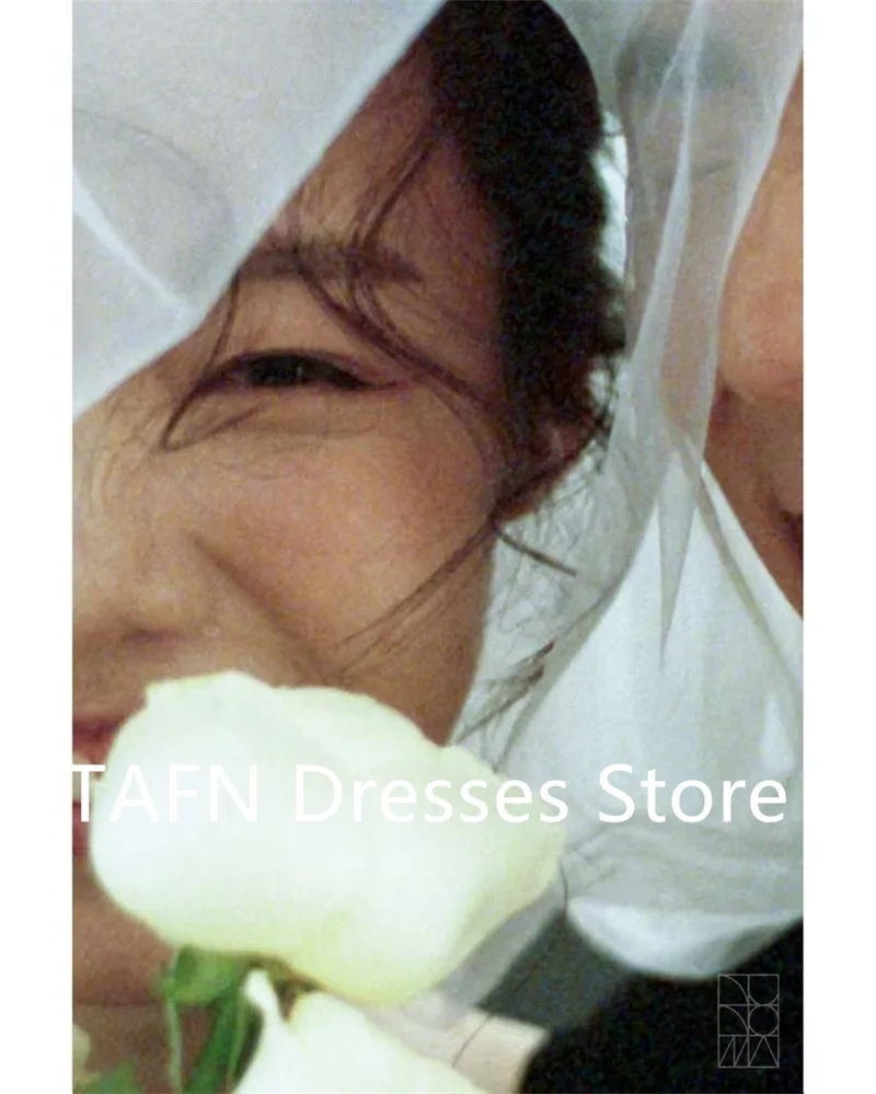 TAFN Simple A Line Soft tulle Wedding Dresses Photo shoot Korea Strapless Sweep Train Plus Size Bridal Gowns Robe de mariage