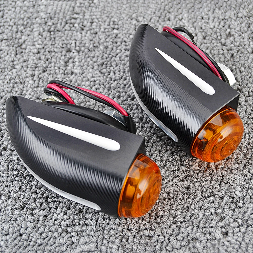 

Motorcycle 12V Amber CNC Turn Signal Light with Half-bullet shape Blinkers Indicator for Harley Cafe Racer Bobber Chopper Custom