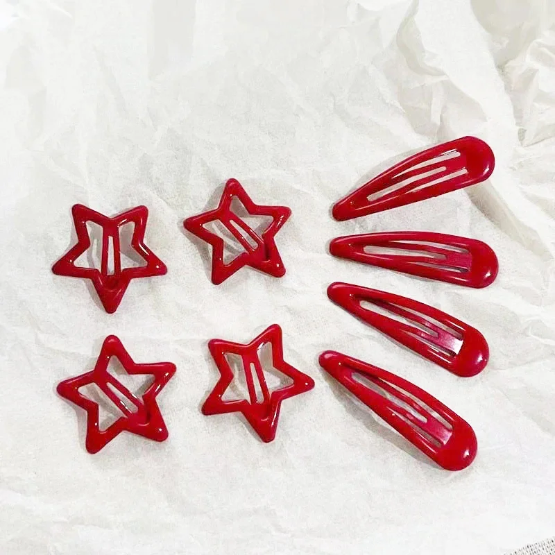 New Y2K Red Star BB Clip Hairpin Women\'s Side Bang Barrettes Korean Cute for Girls Fashion Five-pointed Stars Hair Clip Headwear