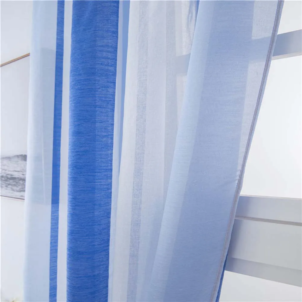 

Multicolor Striped Window Tulle Sheer Curtain Minimalist Modern Voile Curtain 100x200cm for Bedroom Living Room