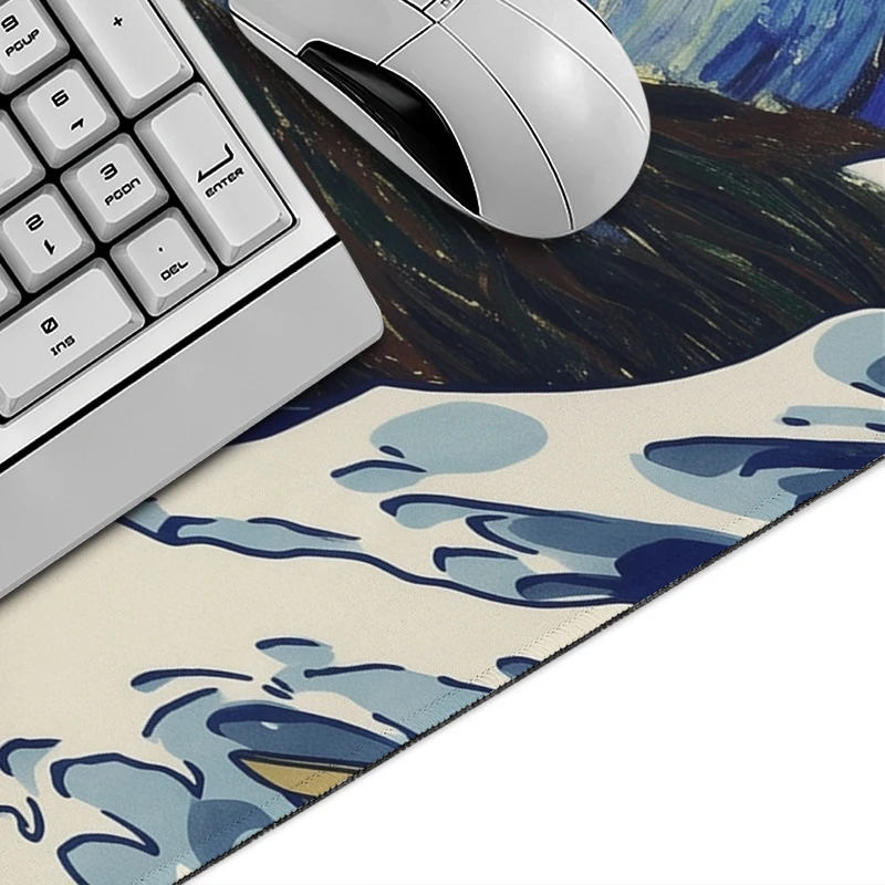 Mouse Pad Gamer Starry Night Ukiyo-e Wave printon demand Home Large New Mousepad XXL Soft Non-Slip Mice Pad Desktop Mouse Pad