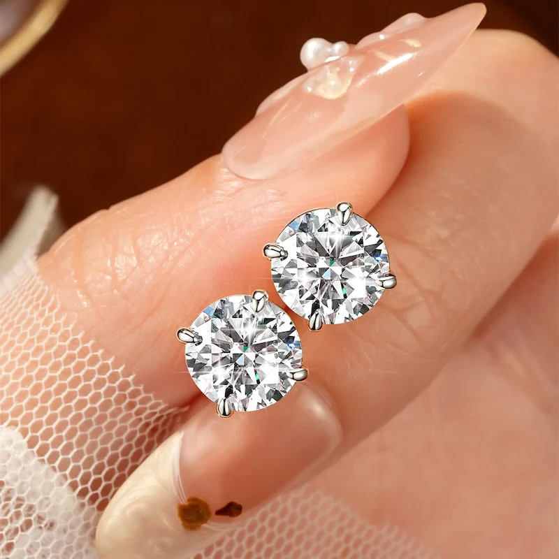 Rrjzz Solitaire Round D-Color 3mm-9mm Moissanit-Ohrstecker für Männer und Frauen 0,1CT-3CT Laborgezüchtete Diamantohrringe GRA Schmuckgeschenke – Detail 14