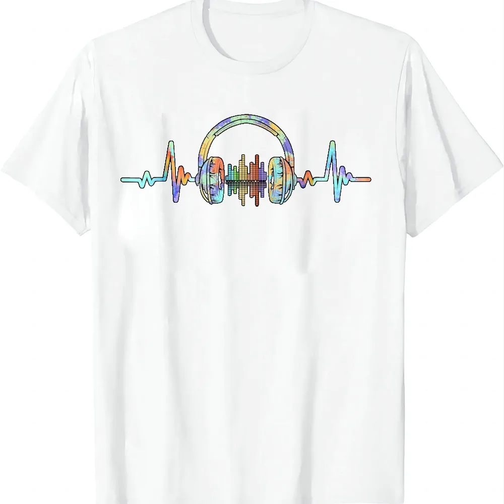 Heartbeat Headphone Tie Dye Sound Lover Engineer Producer DJ T-Shirt Vintage Clothes Tops Graphic T Shirts Camiseta Streetwear