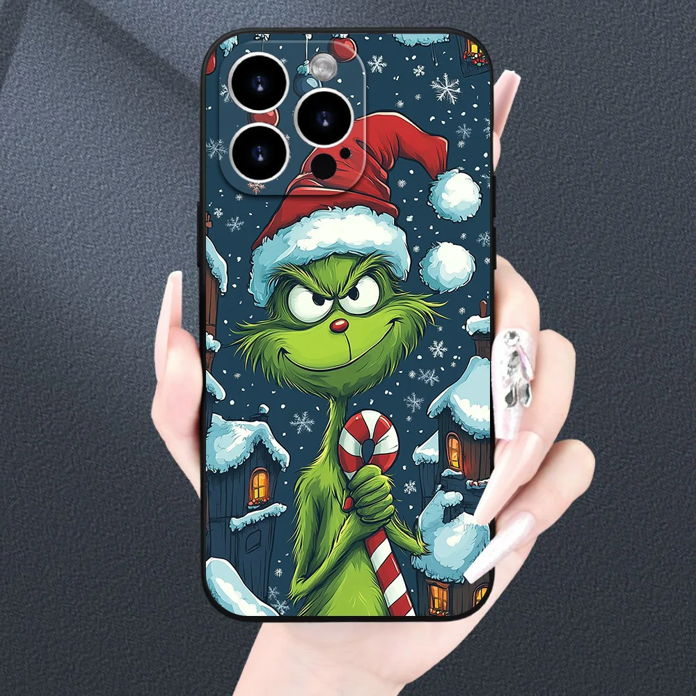 

Christmas Green Cartoon Cute Pattern Case for iPhone 11/12/13/14/15/16 /17Pro Max/Plus, Shockproof and Lens Protected.