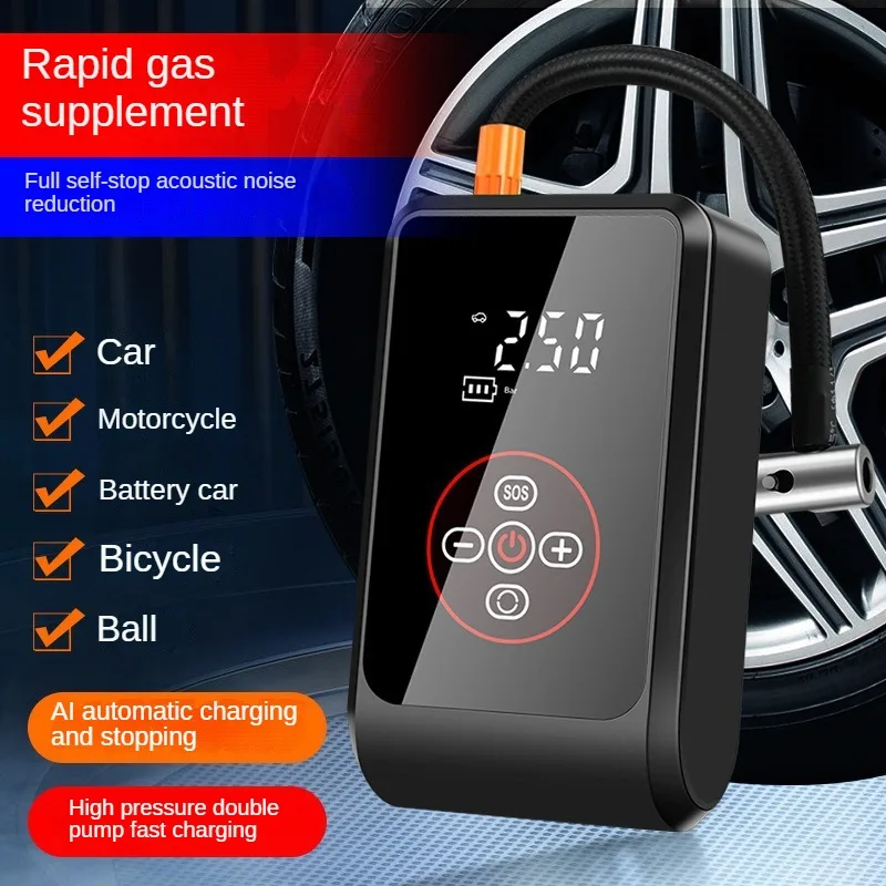 Car mounted inflation pump, portable car wireless pump, multifunctional emergency power bank, lighting inflation pump