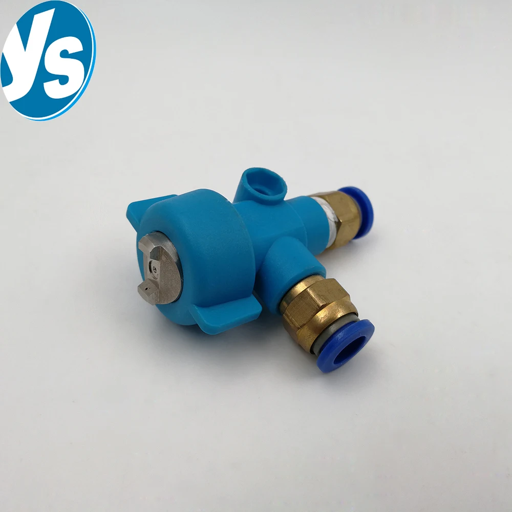 

YS Blue Plastic 1/4" Mini Air Atomizing Nozzle with Siphon/Pressure, Stainless Steel Mist Spray for Adjustable Cone Patterns