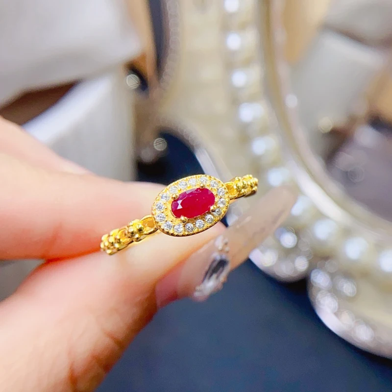 Natural Ruby Rings for women silver 925 jewelry luxury gem stones 18k gold plated free shiping items