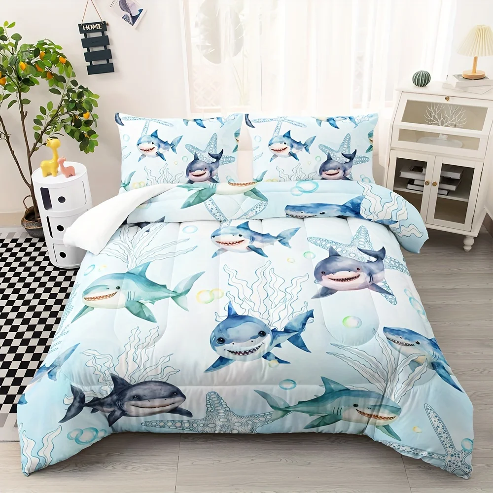 Benthos Bettwäsche-Sets, Hai-Bettbezug-Sets, Twin Full Queen, King-Size-Kissenbezug für Kinder und Erwachsene, Geschenk, Dekoration für Schlafzimmer, Gästebett – Detail 1