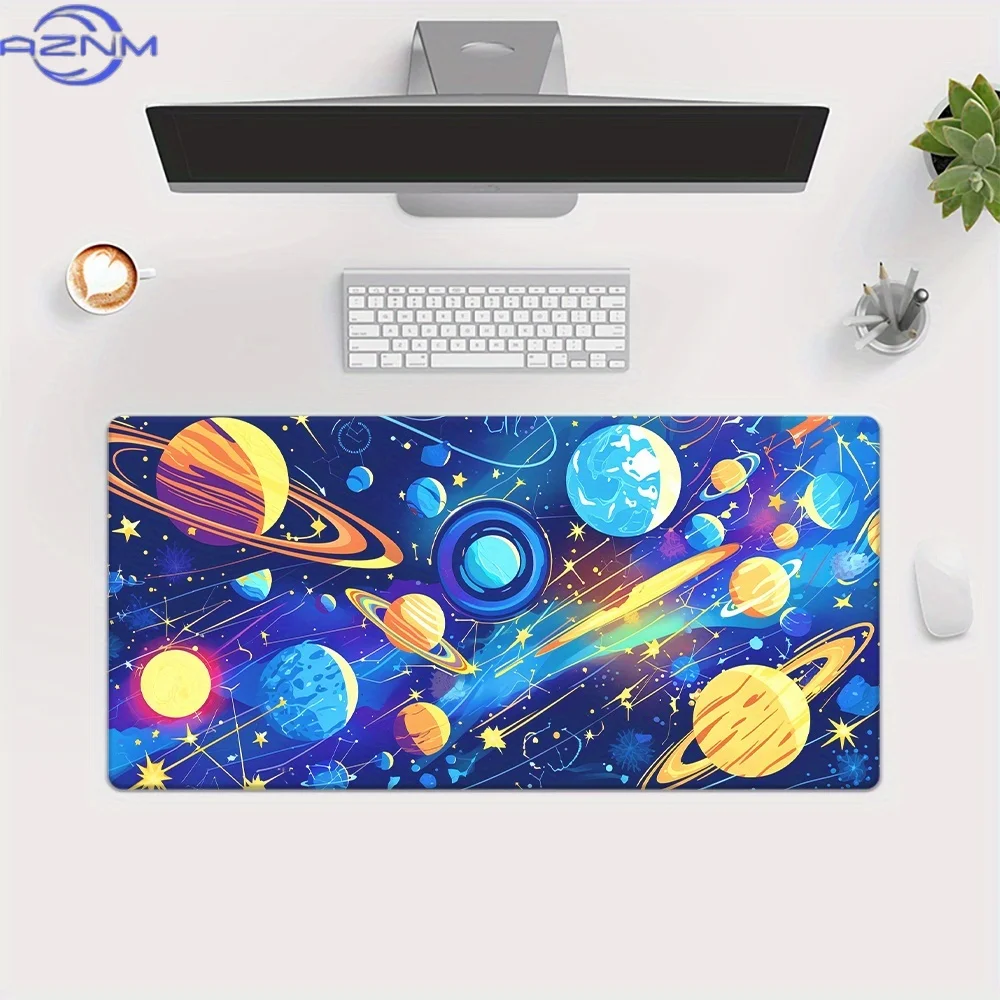XXL Cartoon Planet Desk Mat - HD Print, Multi-Functional Mouse Pad & Keyboard Gaming Area, Soft Rubber Office and PC Gamer Acces