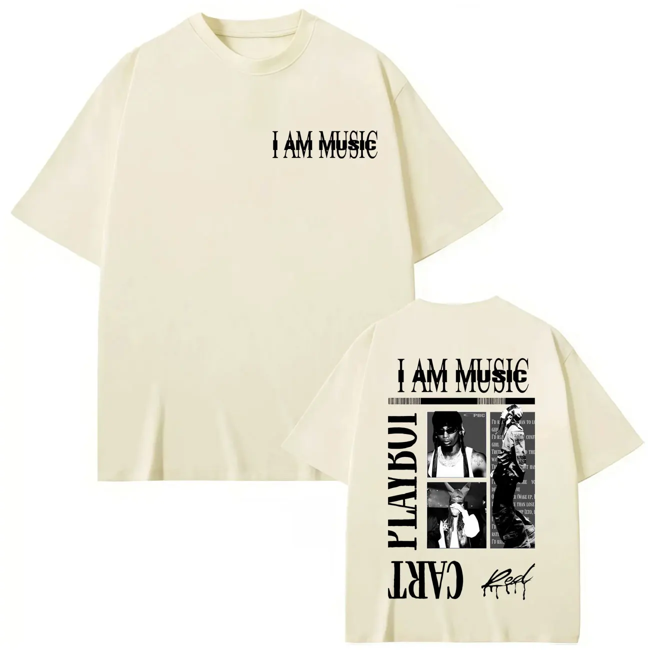 Playboi Carti أنا موسيقى 2025 ألبوم جديد طباعة تي شيرت موضة الهيب هوب تي شيرتات قصيرة الاكمام الرجال النساء الملابس المتضخم تي شيرت #4