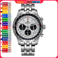 BERNY Navitimer Watches for Men Chronograph Aviation Pilot Quartz Watch Sapphire Super Luminous Luxury Multifunction Wristwatch