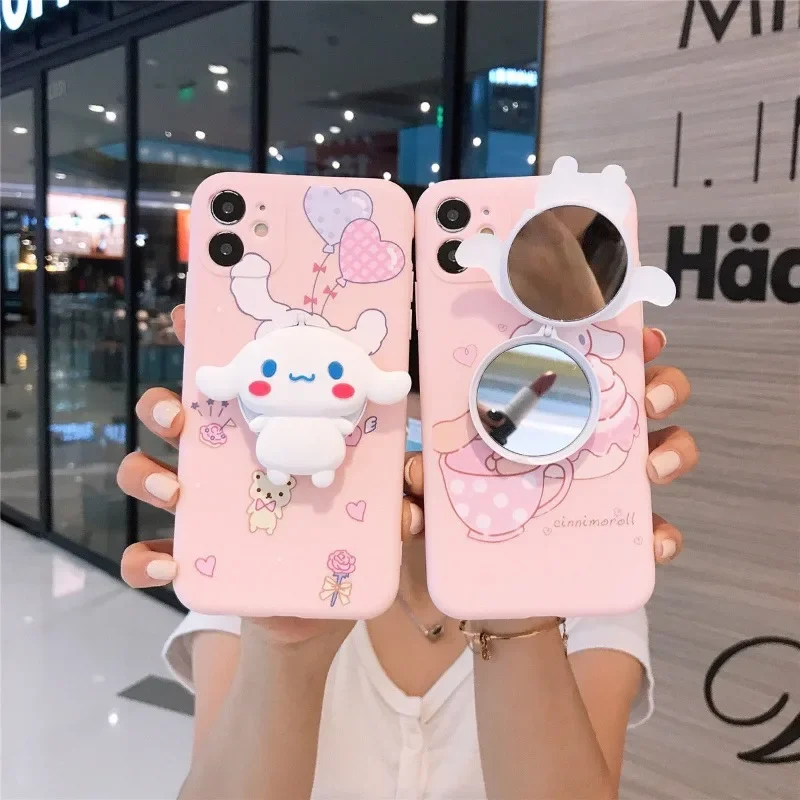 

Sweet Cinnamoroll Anime Kawaii Sanrio Ins Makeup Mirror Cute Cartoon Diy Phone Shell Accessories Lovely Gifts for Girls