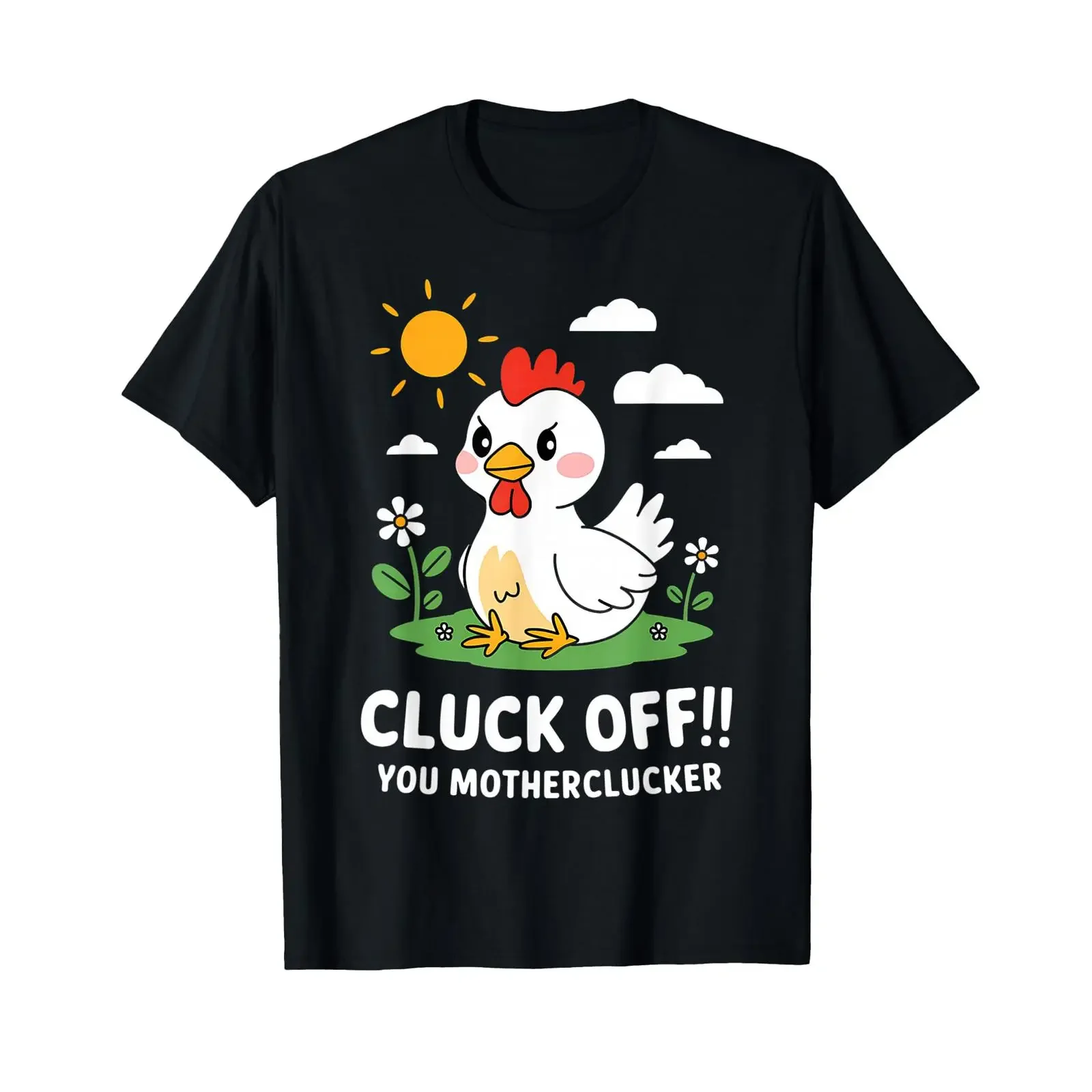 Funny Chicken Cluck Off Motherclucker Adult Humor Ironic T Shirt vintage Washed Top For Everyday Wear graphic homme Versatile