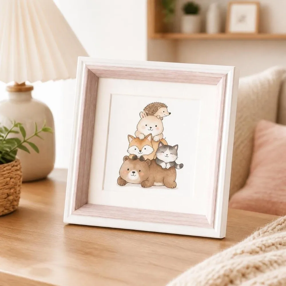 Cute 10x10cm Photo Frame Square Resin Desktop Picture Frame Art Frames Photo Showcase