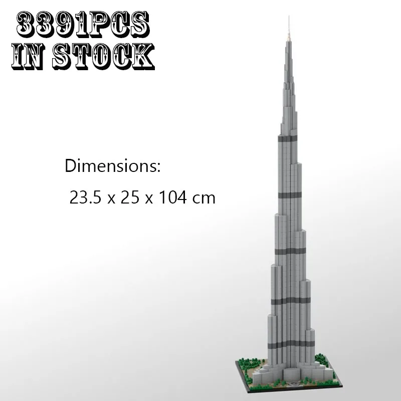 MOC-131908 Building Block View Burj Khalifa 1:800 Scale Building Skyscraper Creative Assembly Toy DIY Birthday Christmas Gift