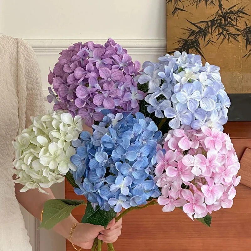 

Blue Artificial Hydrangea Flowers Real Touch Artificial Hydrangea Branches Decoration Wedding Bouquet Flower Arrangement