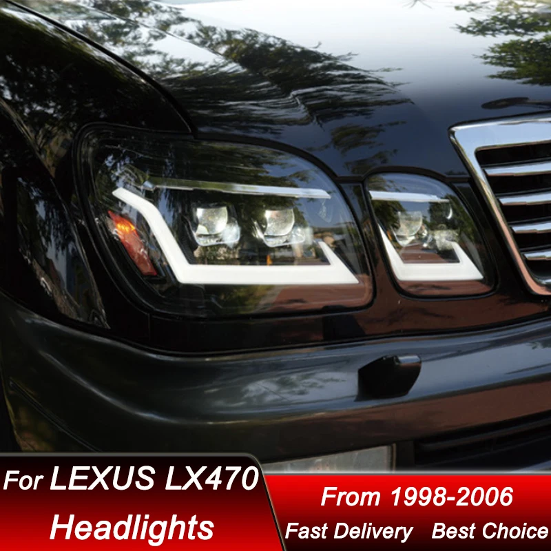 Car styling Headlights For Lexus LX470 LX 1998-2006 full LED new style Headlamp Assembly Upgrade Projector Lens Accessories Kit