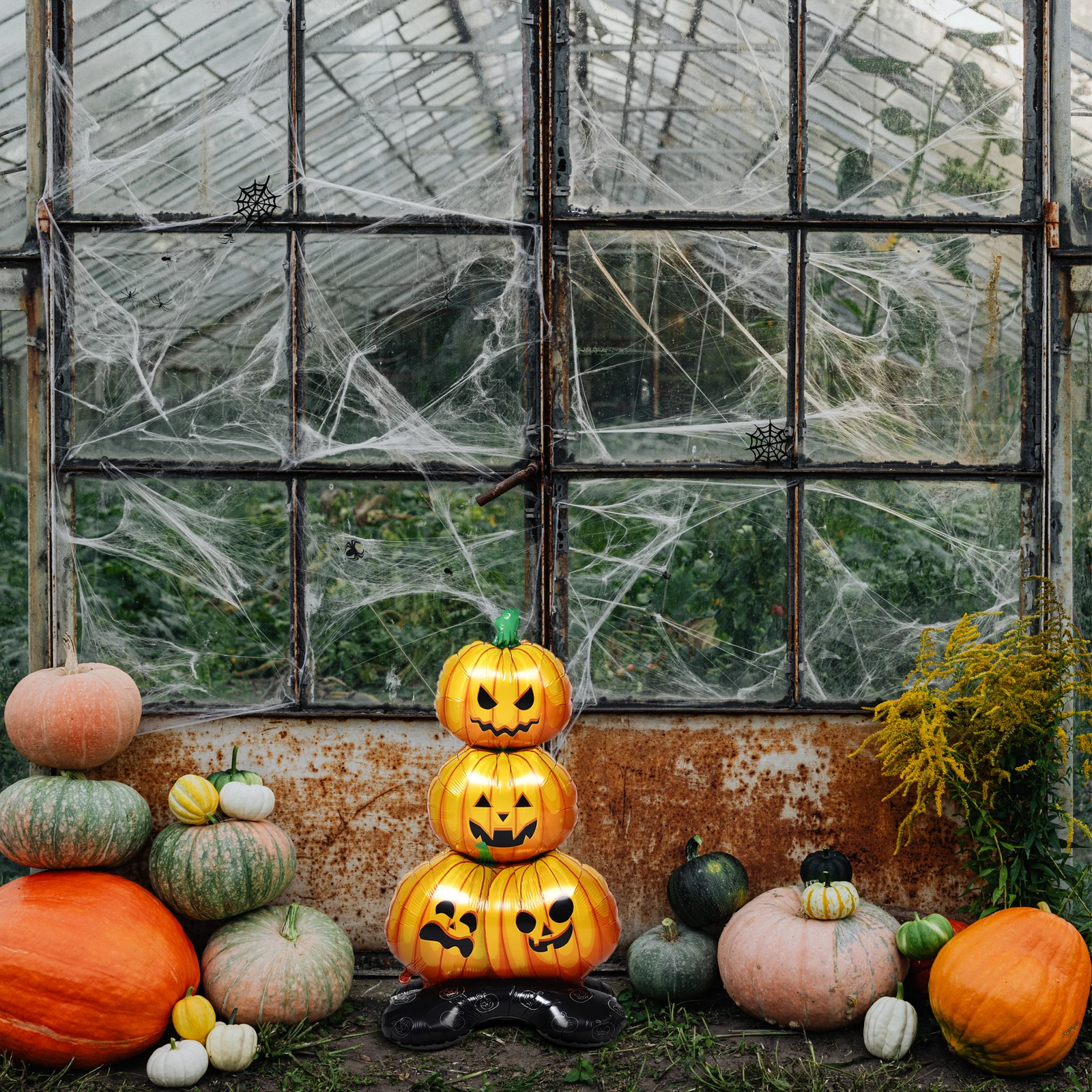 

Halloween Balloon Column 3D Base Decor Aluminum Scary Pumpkin Ghost Inflatable Outdoor Birthday Party Accessories