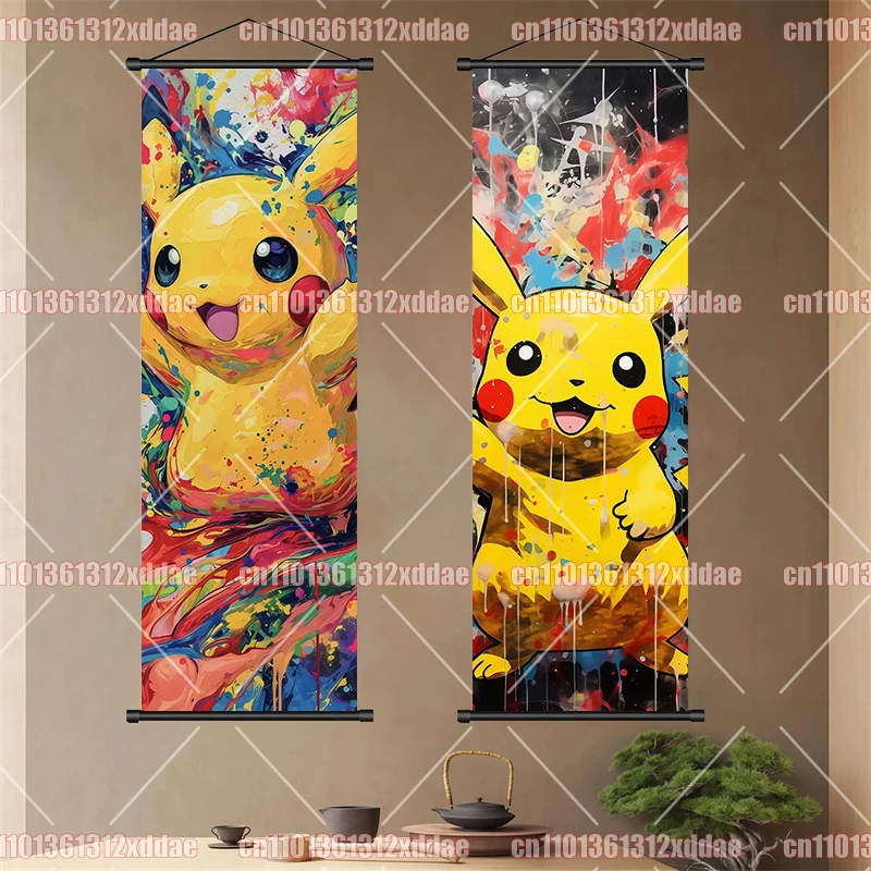 Vibrant Pikachu Pokémon Wall Art Scroll - Center Print Charming Cute Design Ideal for Fans Room Decoration Warm Atmosphere view 2