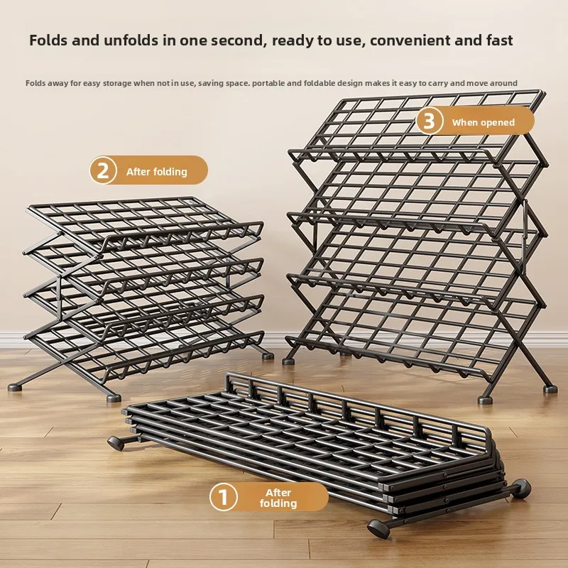 Foldable Shoe Rack for Home No Assembly Needed Multi Layer Storage Shelf for Shoes Toys