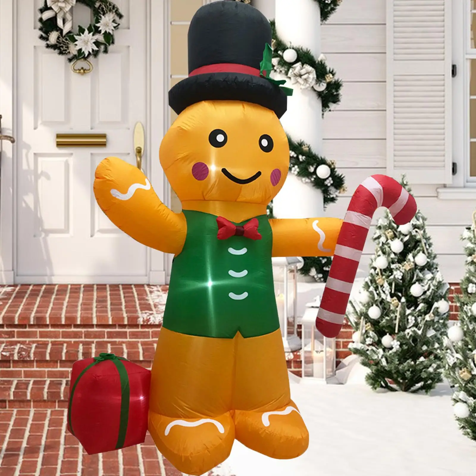 

Christmas Inflatable Gingerbread Man with LED Lights Blow up Yard Decoration