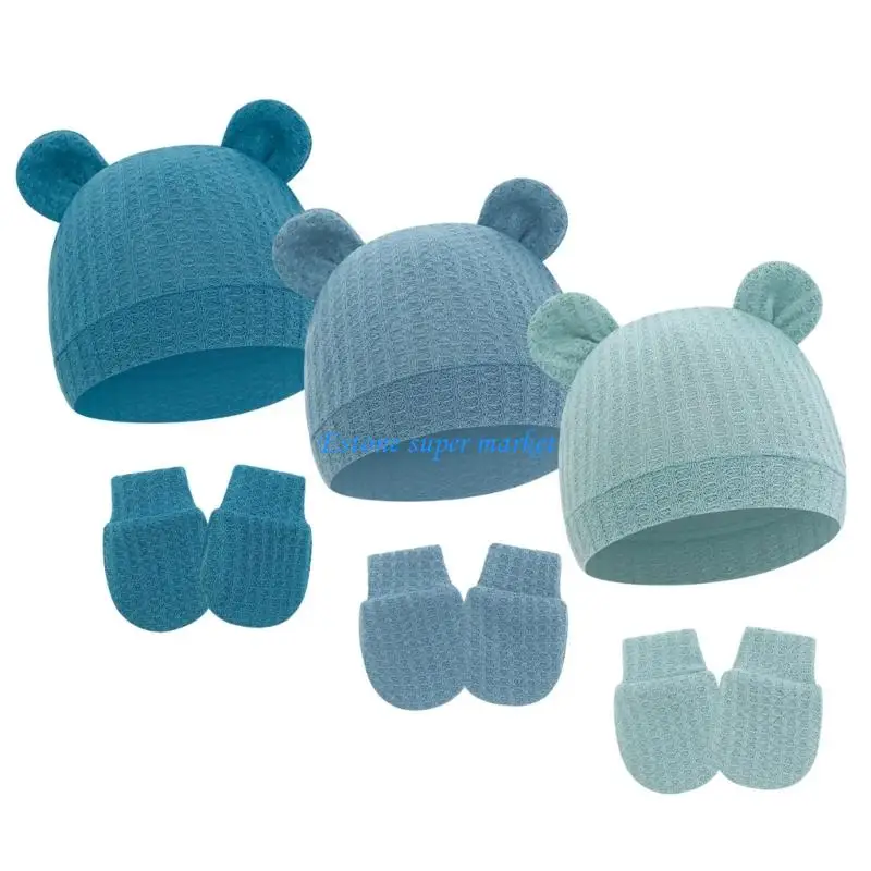 مجموعة قبعة وقفازات مستشفى الأطفال القابلة للتمدد 090B تناسب نسيج القطن من 0 إلى 6 أشهر #5