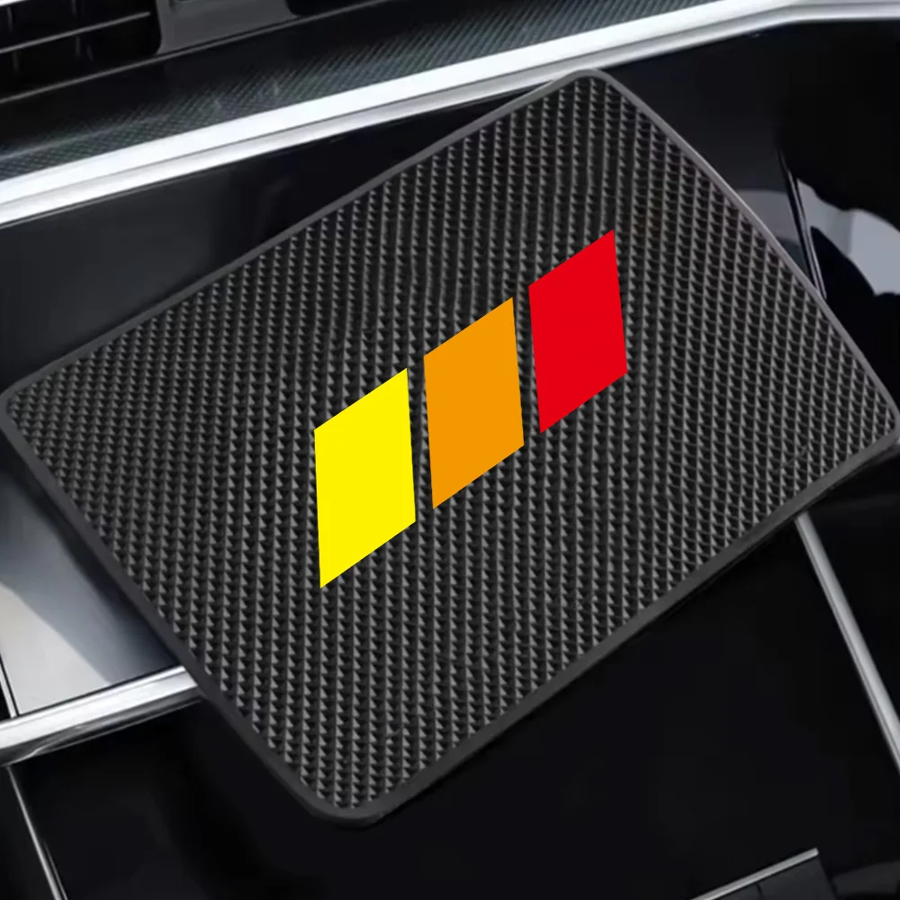 Car Anti-Slip Mat with Diagonal Lines in Yellow, Orange, and Red, Phone and Key Storage Rack, Dashboard Adhesive Magic Mat, Center Console Storage Mat, Car Interior Accessories