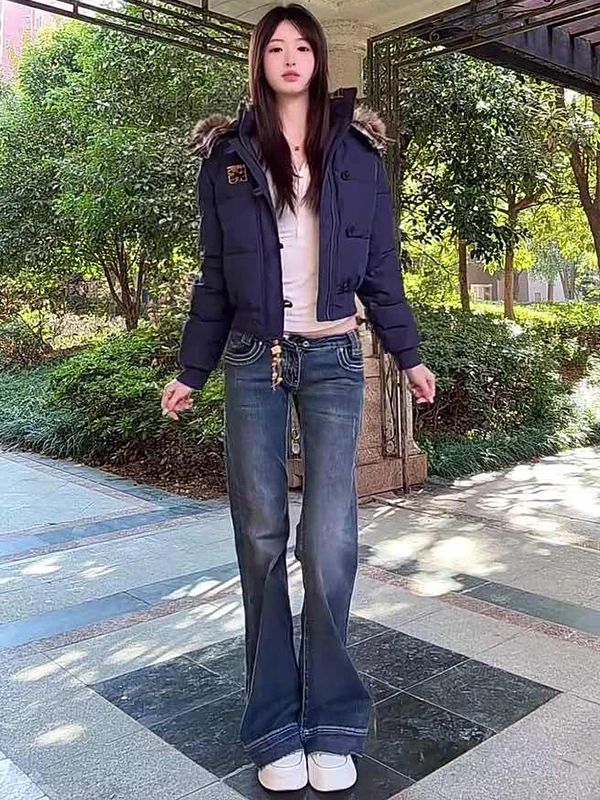 

Джинсы женские с низкой посадкой, облегающие, расклешенные, осенне-зимние, новые, в американском ретро-стиле, не обтягивающие леггинсы