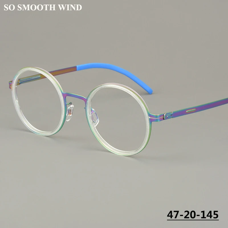 Germany Round Multicolor Glasses Frame Men Women Screwless Eyeglasses Ultralight Prescrioption Spectacle Optical Eyewear Oroshi