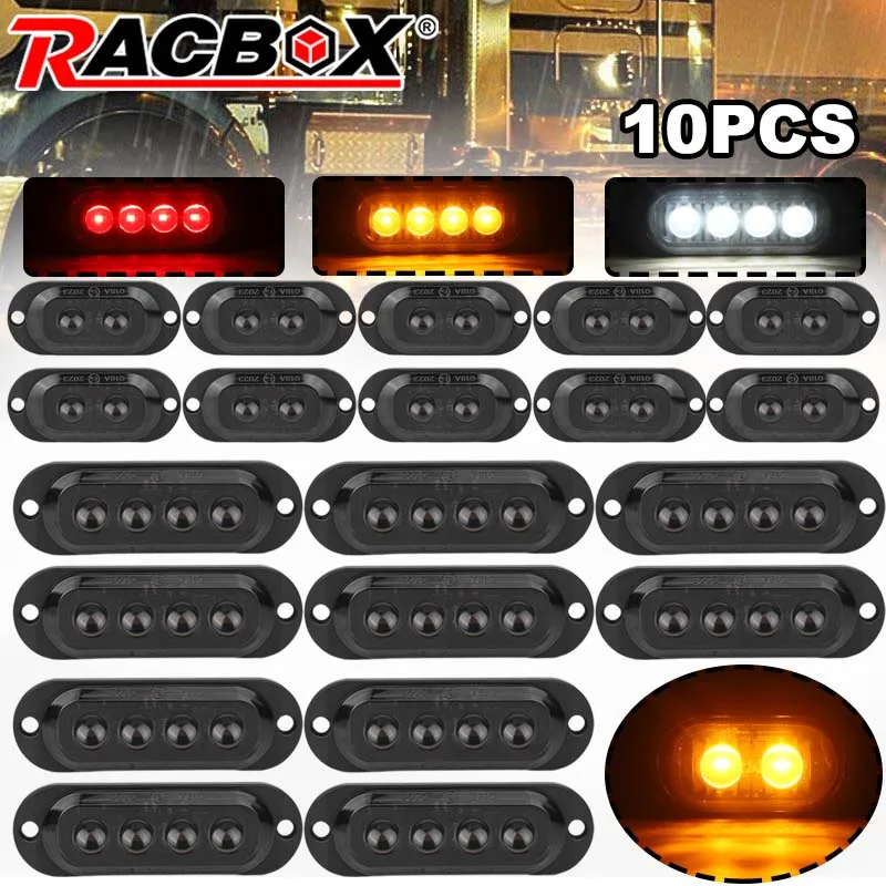 10PCS 12V-24V Trailer Side Marker Light 2 LED Signal Light Indicator Taillights Clearance Lamp For Truck RV Camper DOT E8 Marker