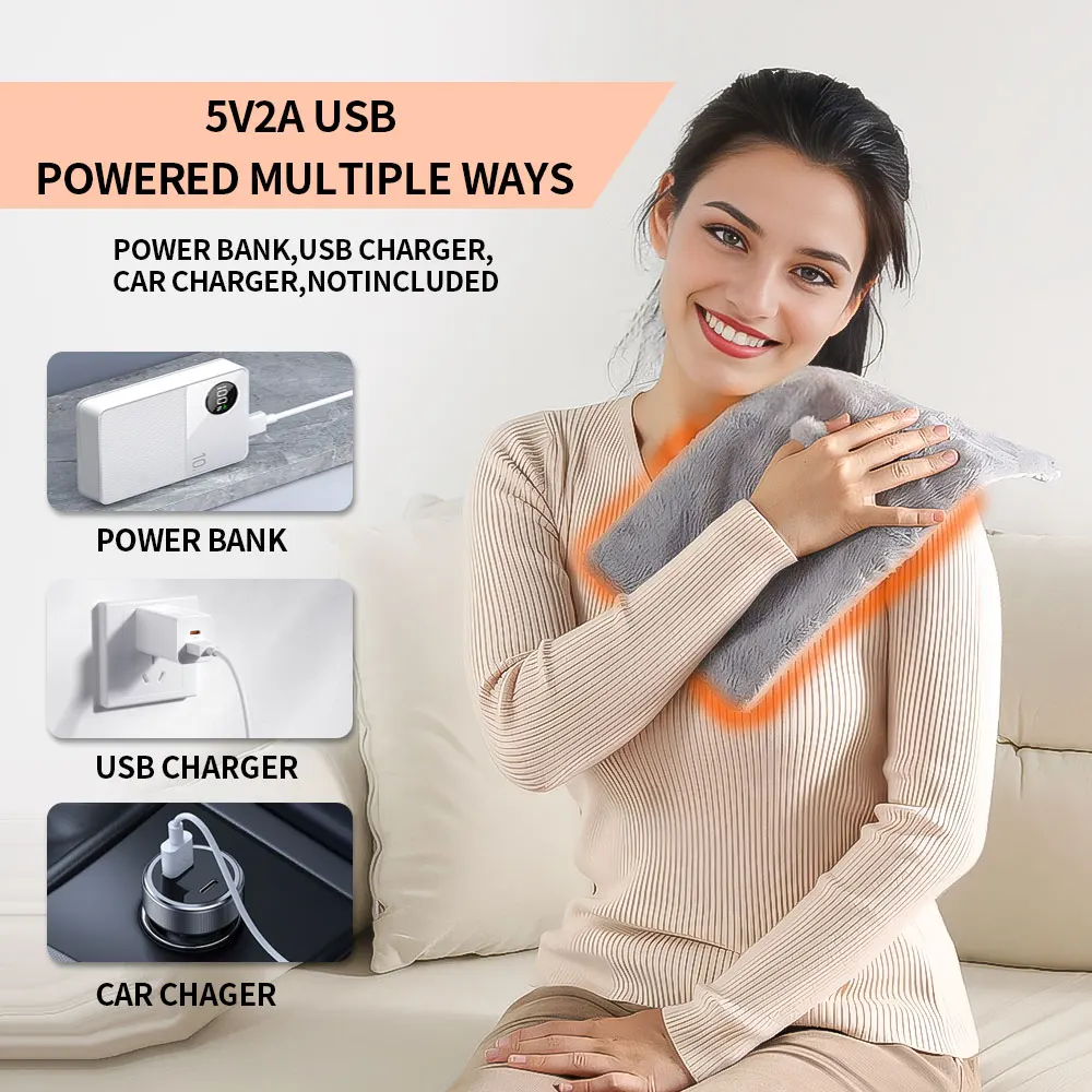 Mini USB Heating Pad for Regional Back Shoulder Neck Pain Relief, Washable Skin-Friendly Portable Heating Pad (8*16 Inches)