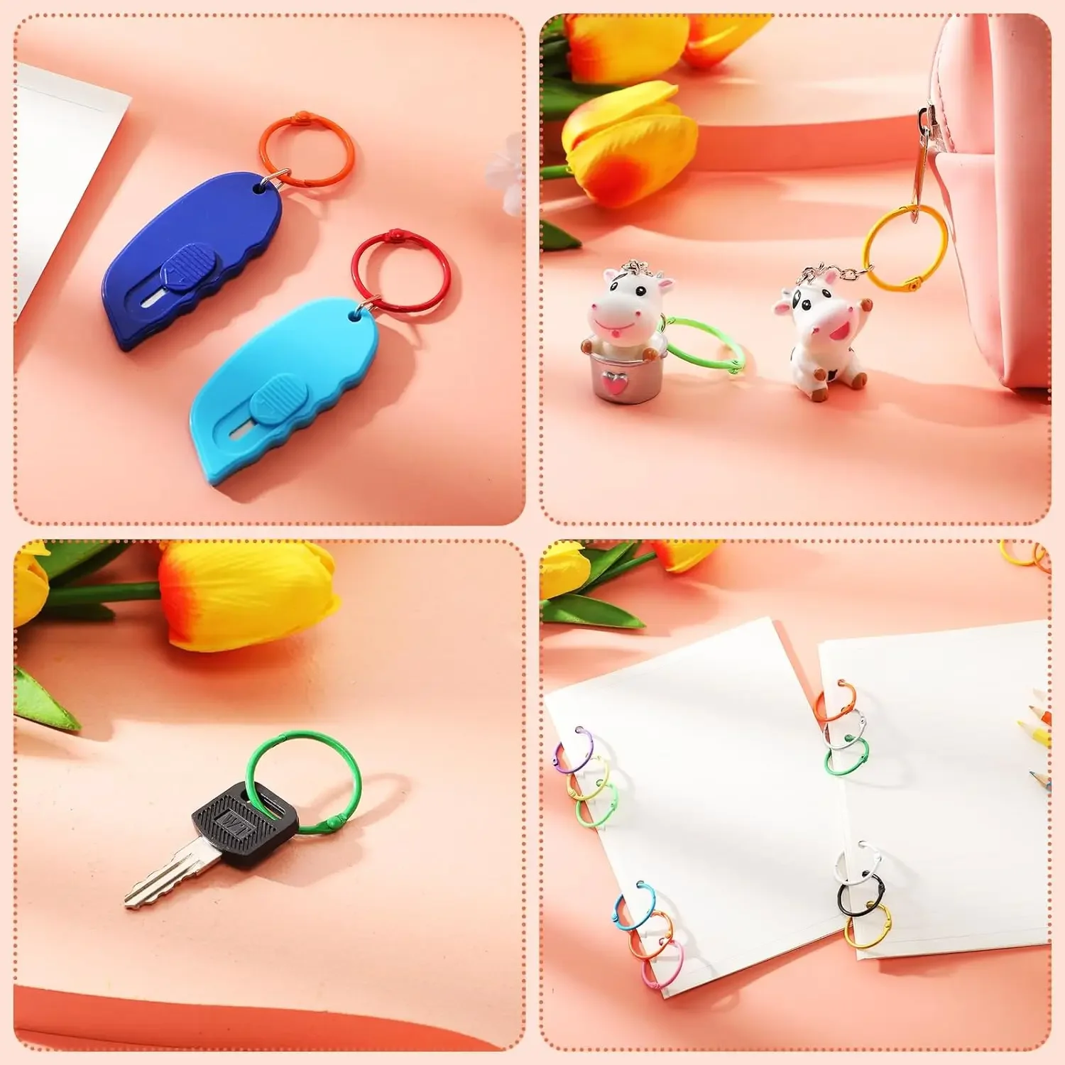 50 pezzi raccoglitore a colori anelli in metallo per schede indice anelli per libri anelli per flashcard portachiavi raccoglitore a fogli mobili per ufficio scolastico