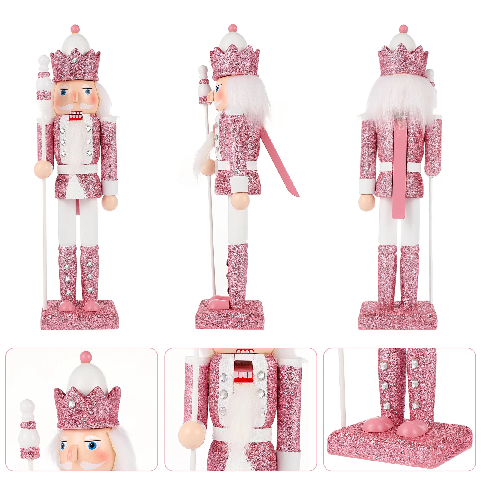 

Traditional Pink Wooden Nutcracker Ornament Holiday Decor Glitter Christmas Nutcracker Soldier Holiday Nutcrackers