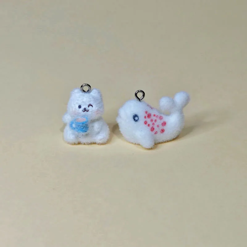 

20 шт., 3D флокированная смола, милая чашка, кукла-кошка, мультяшные животные, подвески для брелка, ожерелье, серьги, изготовление ювелирных изделий своими руками, аксессуары