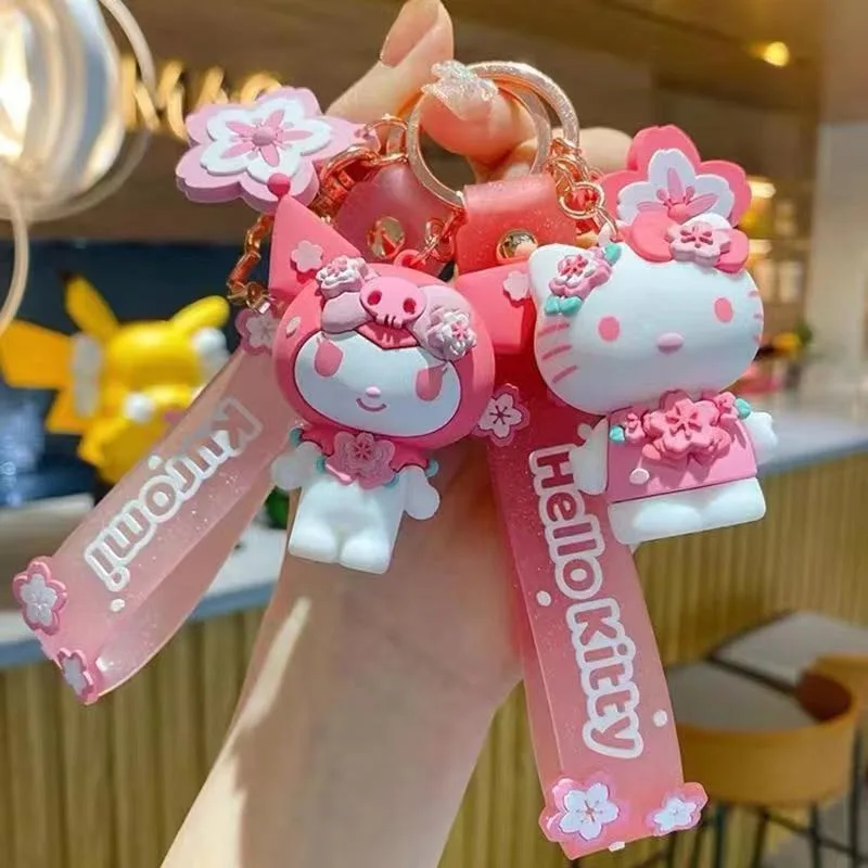 

Cute New Cartoon Kulomi Meletti Sanario Cherry Blossom Series Large Edition Keychain Exquisite Pendant Bag Hanging Cartoon