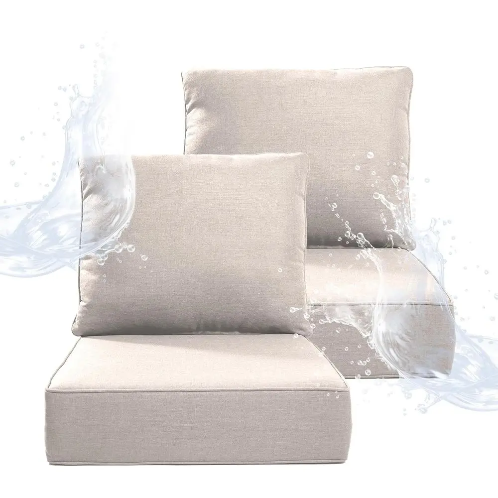 

Thick Outdoor Chair Cushions - 2 Sets, 24 x 24 x 6 Waterproof Patio Furniture Cushions with Removable Covers, High Density Foam