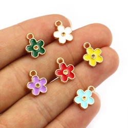 50Pcs 12x10mm Small Alloy Flower Charms Pendants Multi Colors For DIY Bracelet Necklaces Jewelry Making Accessories