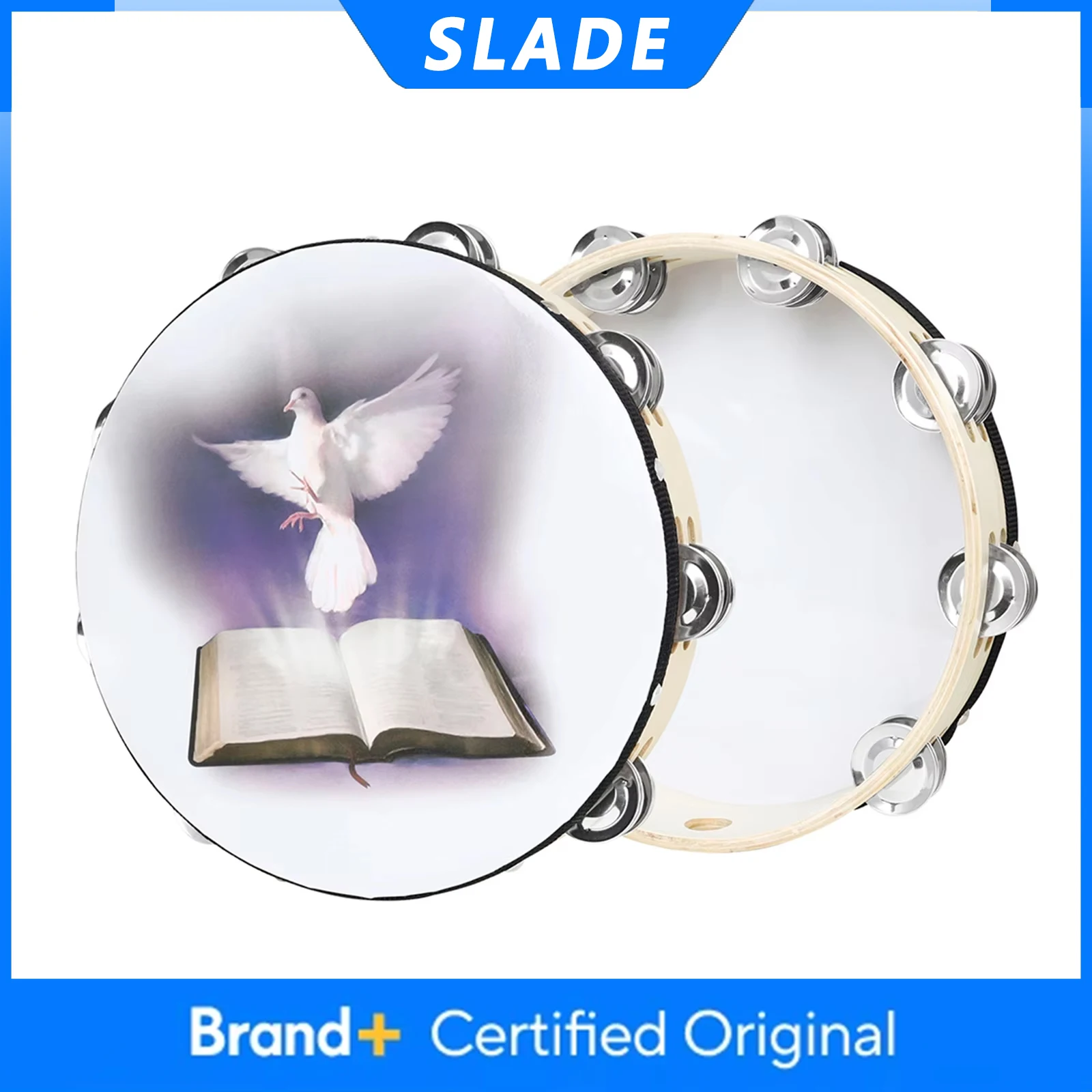 

Тамбурин SLADE 10 дюймов из овечьей кожи, профессиональный музыкальный инструмент для христианских танцев, ударный инструмент Орфа
