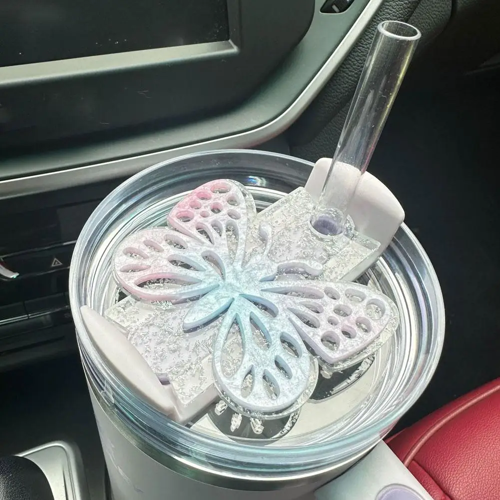 DIY Replacement Lids For Stanley Silver Foil Bottom Butterfly Popsicle Cup Straw Label For Stanley Topper 40oz Cup Lid Decoratio