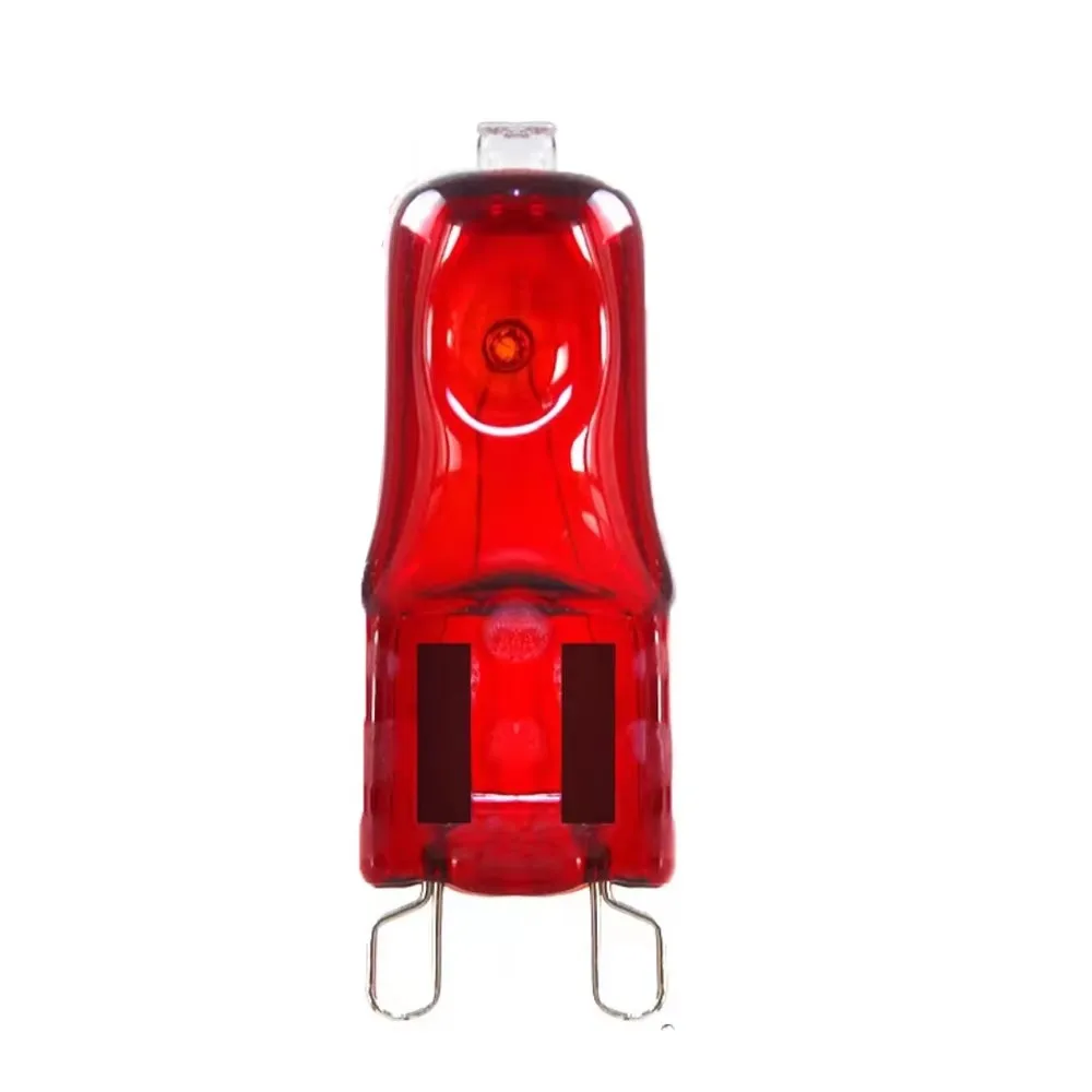 HoneyFly 50pcs G9 Ruby Halogen Bulb 220V 40W Red Heating Halogen Lamp Quartz Glass Heat Preservation Warming Pet Bulbs
