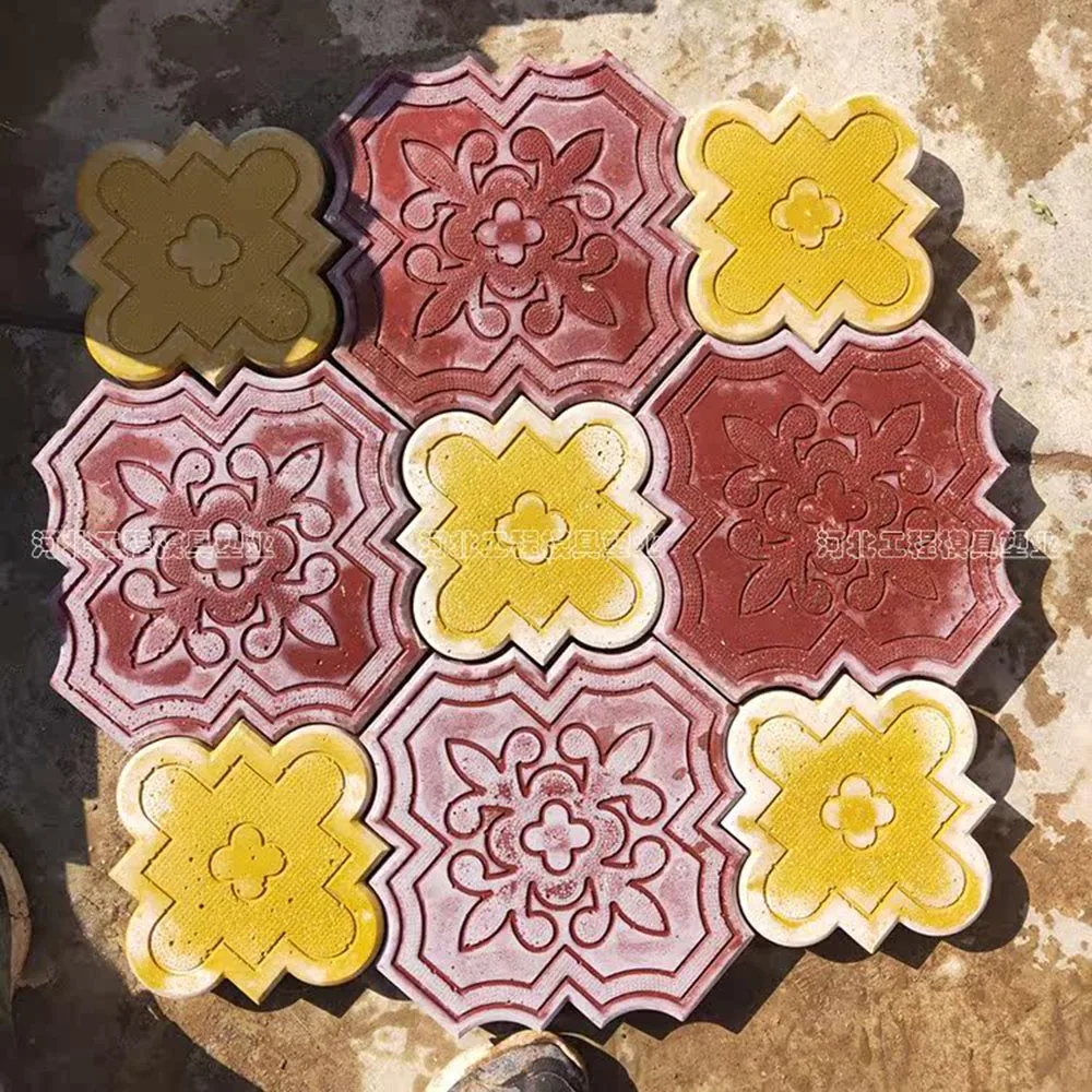 

DIY Plastic Chinese Knot Paving Mold Interlocking Clover Concrete Brick Mould Reusable Cement Floor Tile Form for Garden Walkway