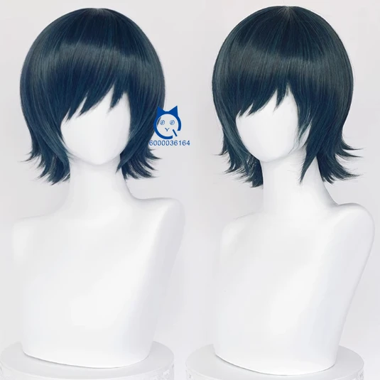 Anime ChaiinsawMan Himeno Cosplay Black Mixed with Green and Blue Recoil Model Wig Comic Con Party Heat Resistant Synthetic Hair