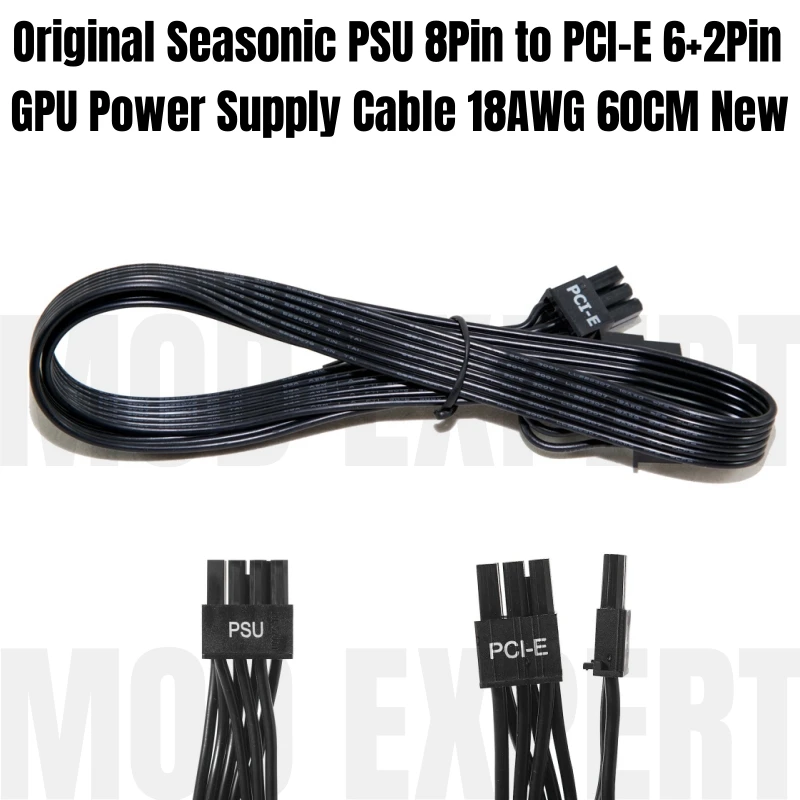 Original Seasonic PCIe 8Pin 6+2Pin GPU Power Cable for Seasonic SS-1050XM2, SS-1250XM2, SS-650 KM3, SS-750 KM3, SS-850 Modular